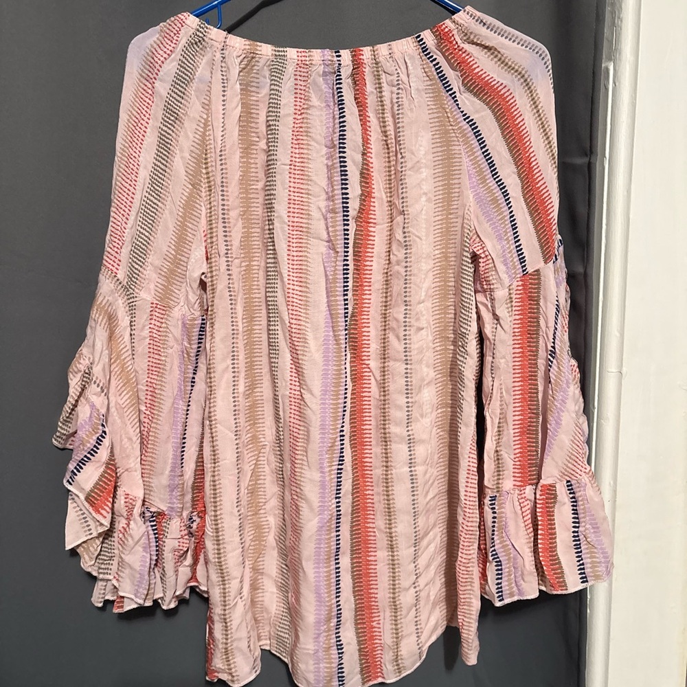 Fever Pink Striped Ruffle Blouse - Picture 4 of 4